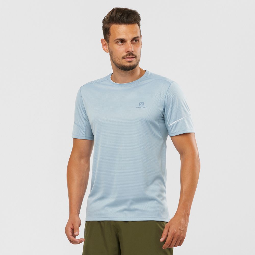 SALOMON AGILE Philippines - Men's Tops - Ashley Blue | 392578-UBI